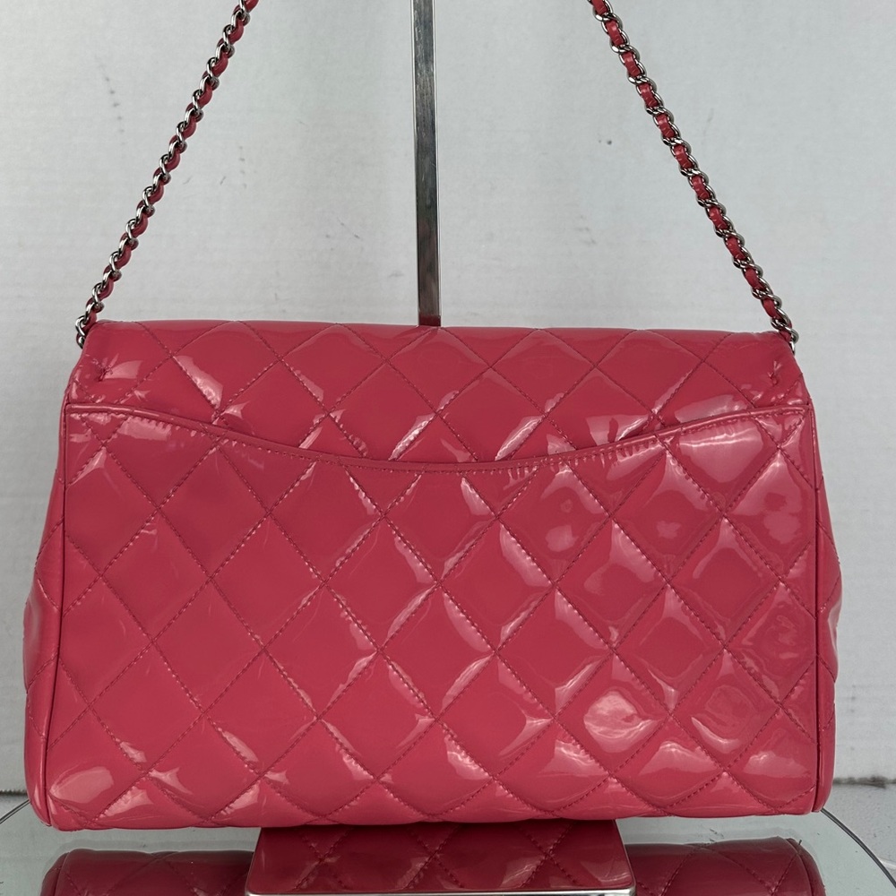 CHANEL CC SINGLE FLAP BAG PATENT LEATHER SHW PINK - Picture 3 of 11
